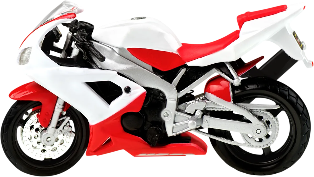Moto esportiva branca e vermelha